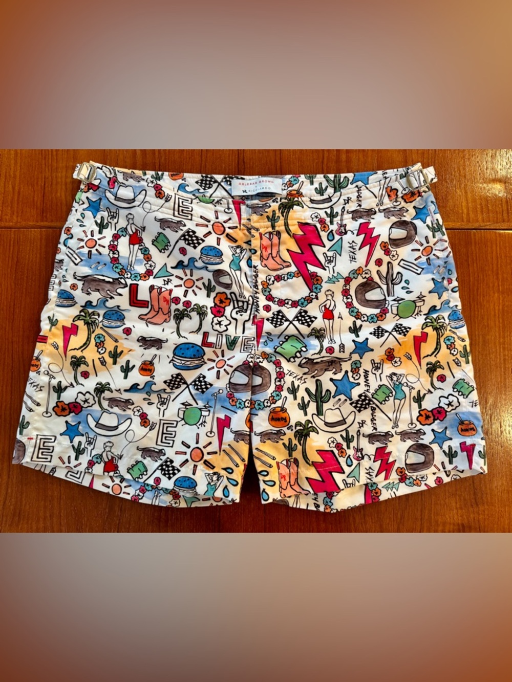 Orlebar Brown Bulldog Ricciardo Swim Shorts Auston Texas Rare Print